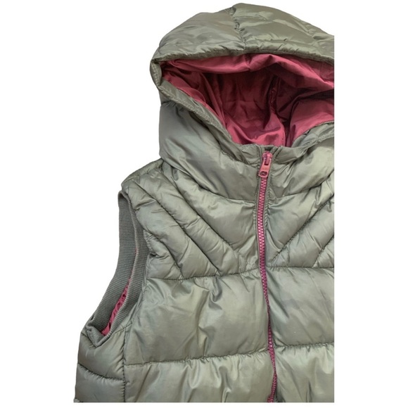 ZARA Hooded Puffer Vest/Jacket With Zipper Pockets Olive Green Boys 11-12Y - Picture 3 of 14